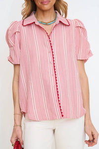 Gigio - Embroidered Gingham Button Down Top