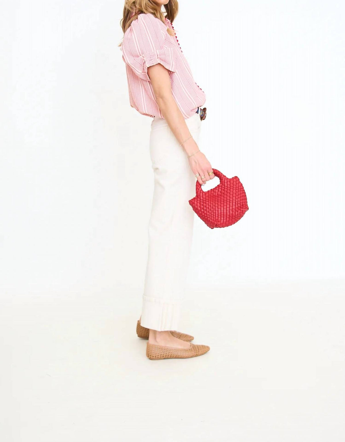 Gigio - Embroidered Gingham Button Down Top