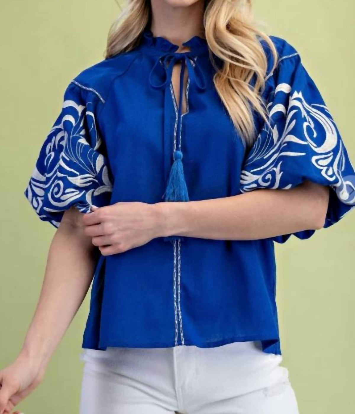 Gigio - Embroidered Puff Sleeve Blouse