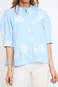 Gigio - Floral Embroidered Button Down Top