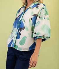 Gigio - Printed Blouse With Gathered Balloon Sleeves