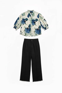 Gigio - Printed Blouse With Gathered Balloon Sleeves