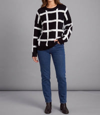 Gilli - Brooklyn Windowpane Bouclé Knit Sweater