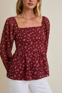 Gilli - Floral Square Neck Ditsy Top