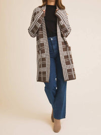 Gilli - Houndstooth Open-front Cardigan