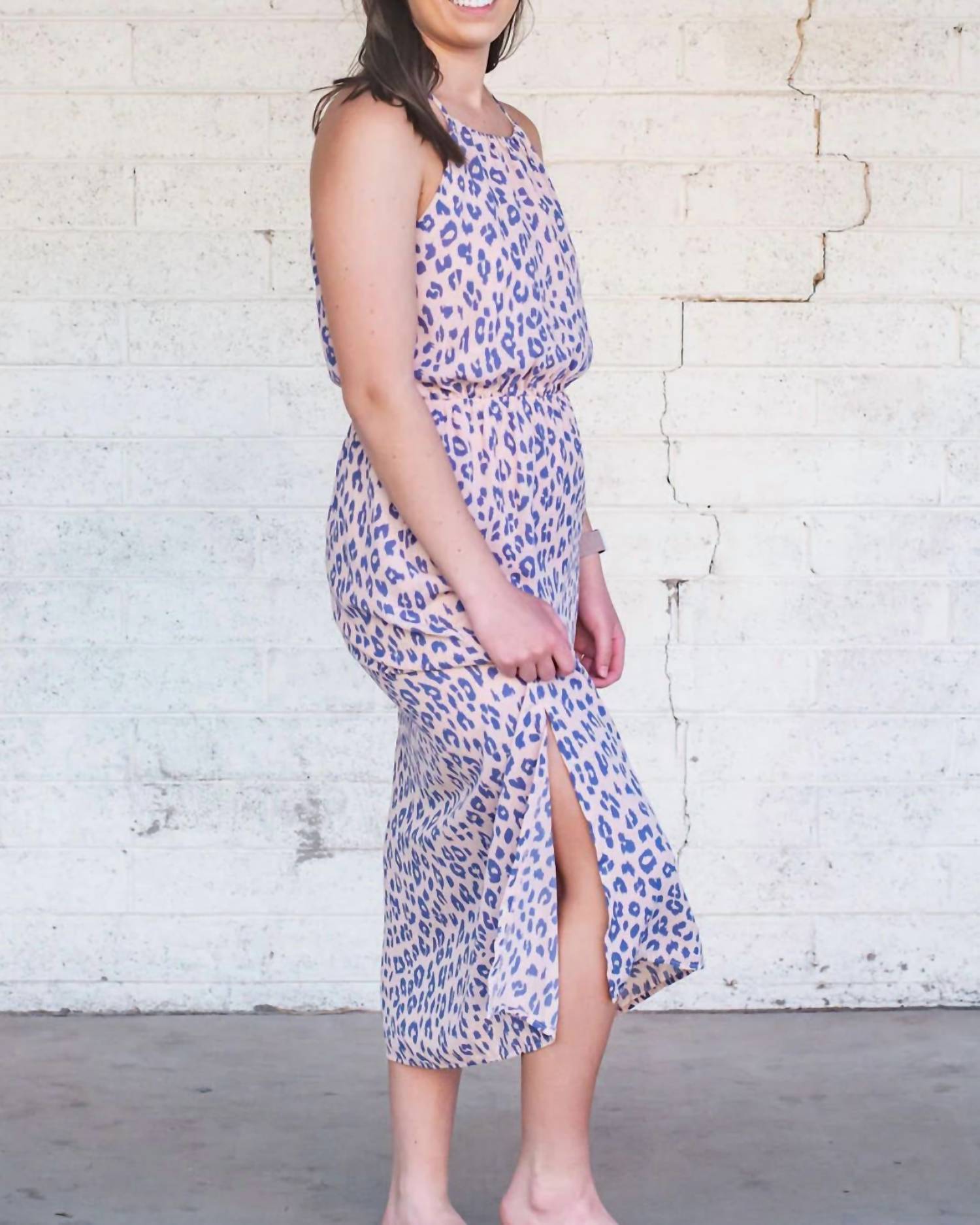 Gilli - Leopard Midi Dress - animal - blue - clothing