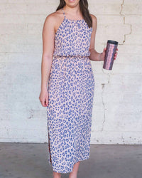 Gilli - Leopard Midi Dress - animal - blue - clothing