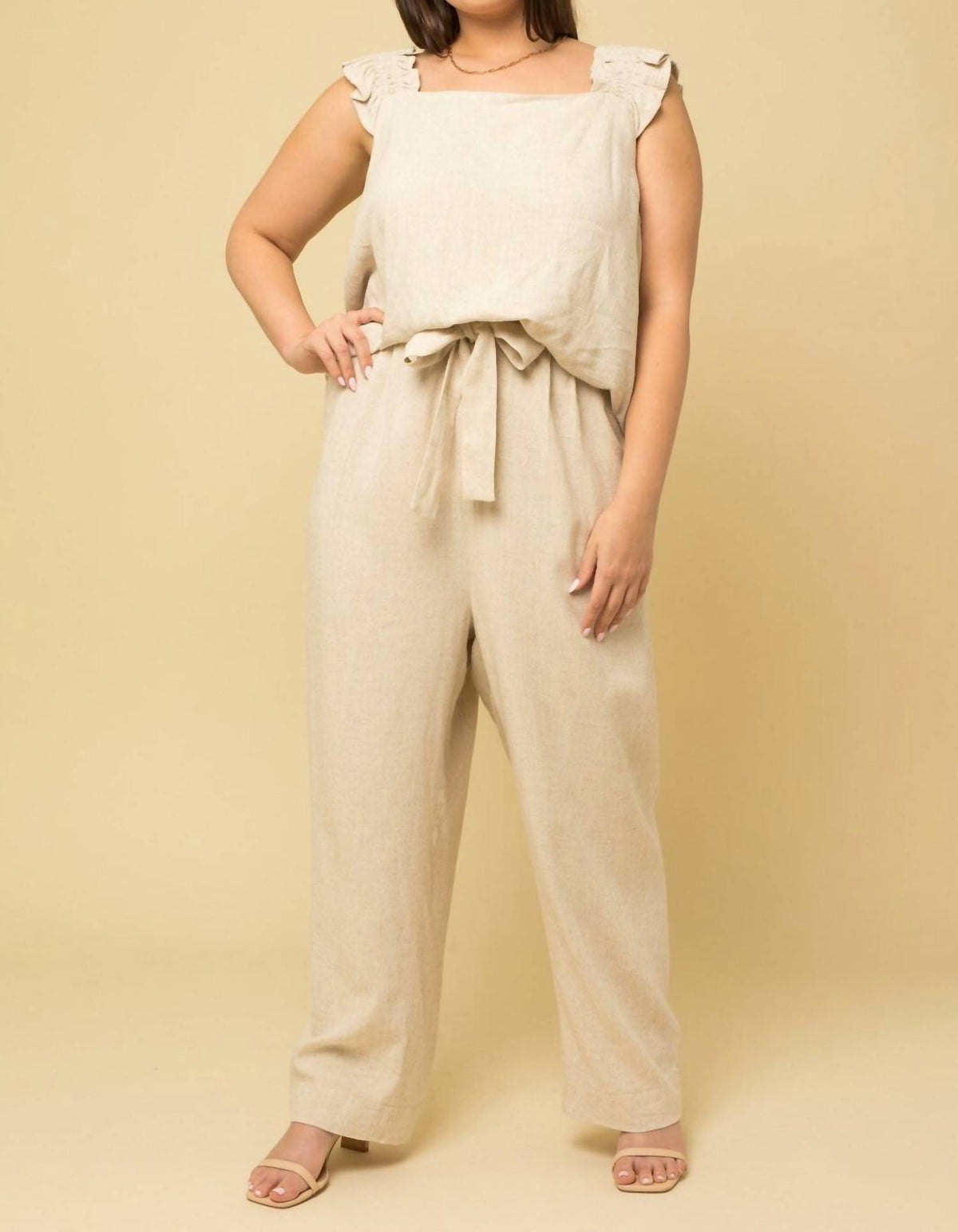 Linen paper bag pants