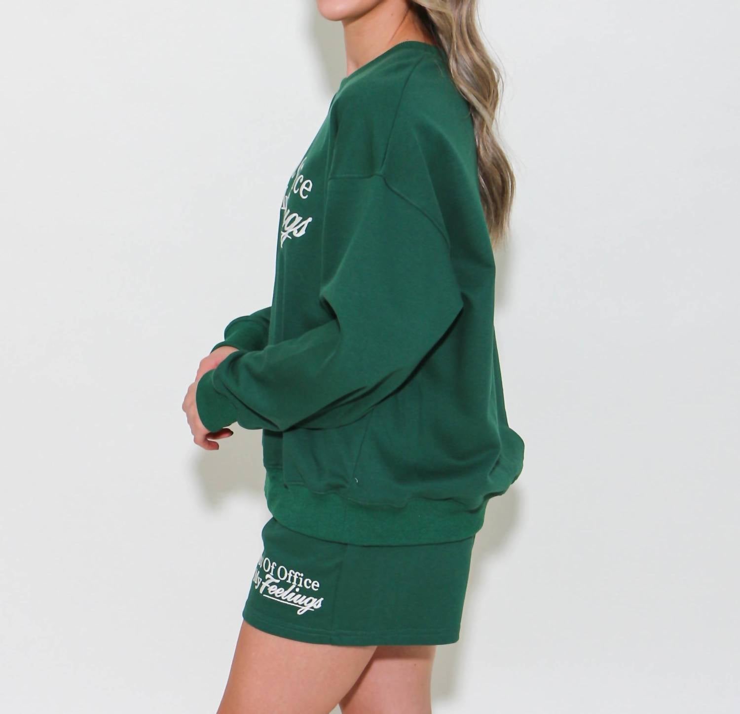 Gilli - Out Of The Office Round Neck Long Sleeve Sweatshirt - clothing - graphic - green
