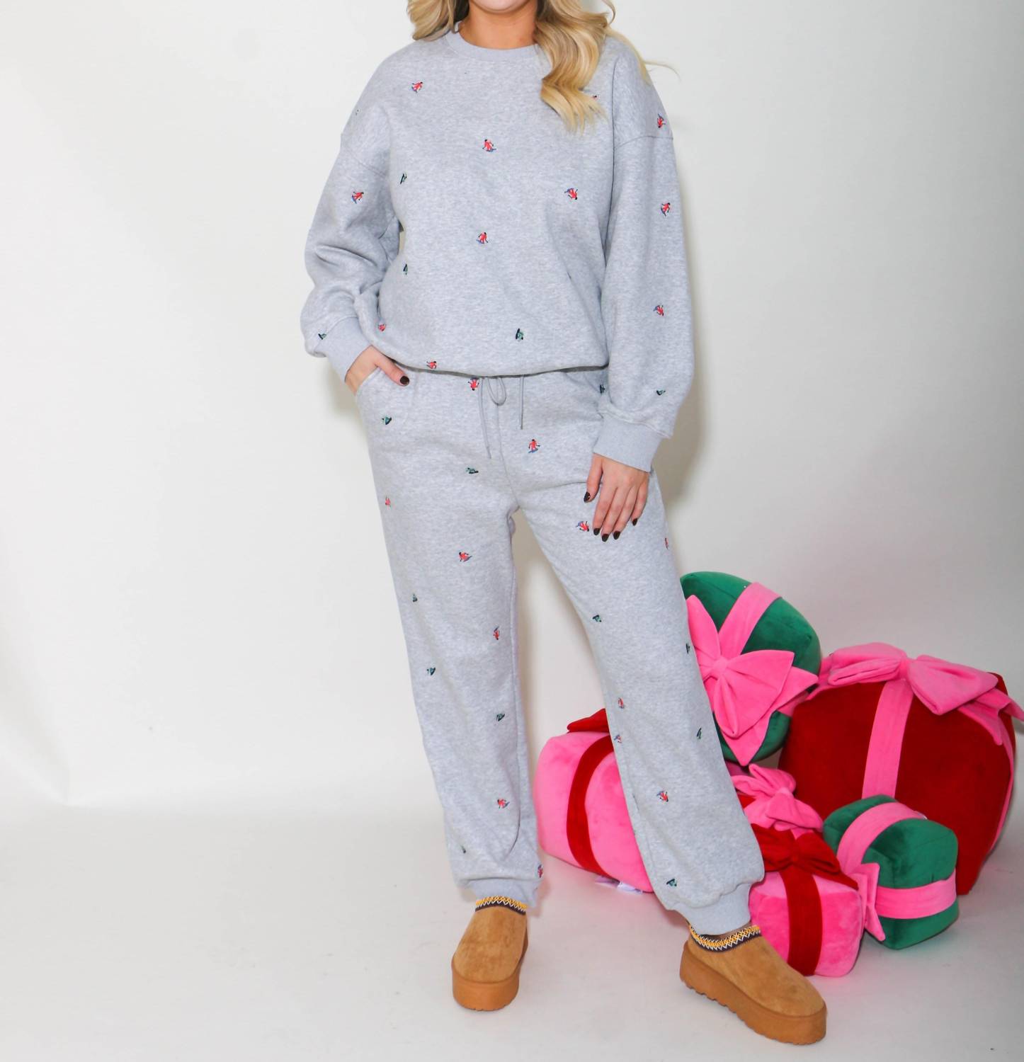 Gilli - Ski Embroidered Sweat Set - clothing - graphic - grey