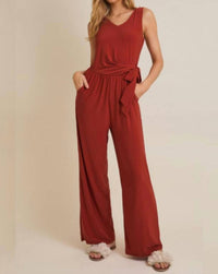 Gilli - Sleeveless Waist Tie Wide Leg Jumpsuit