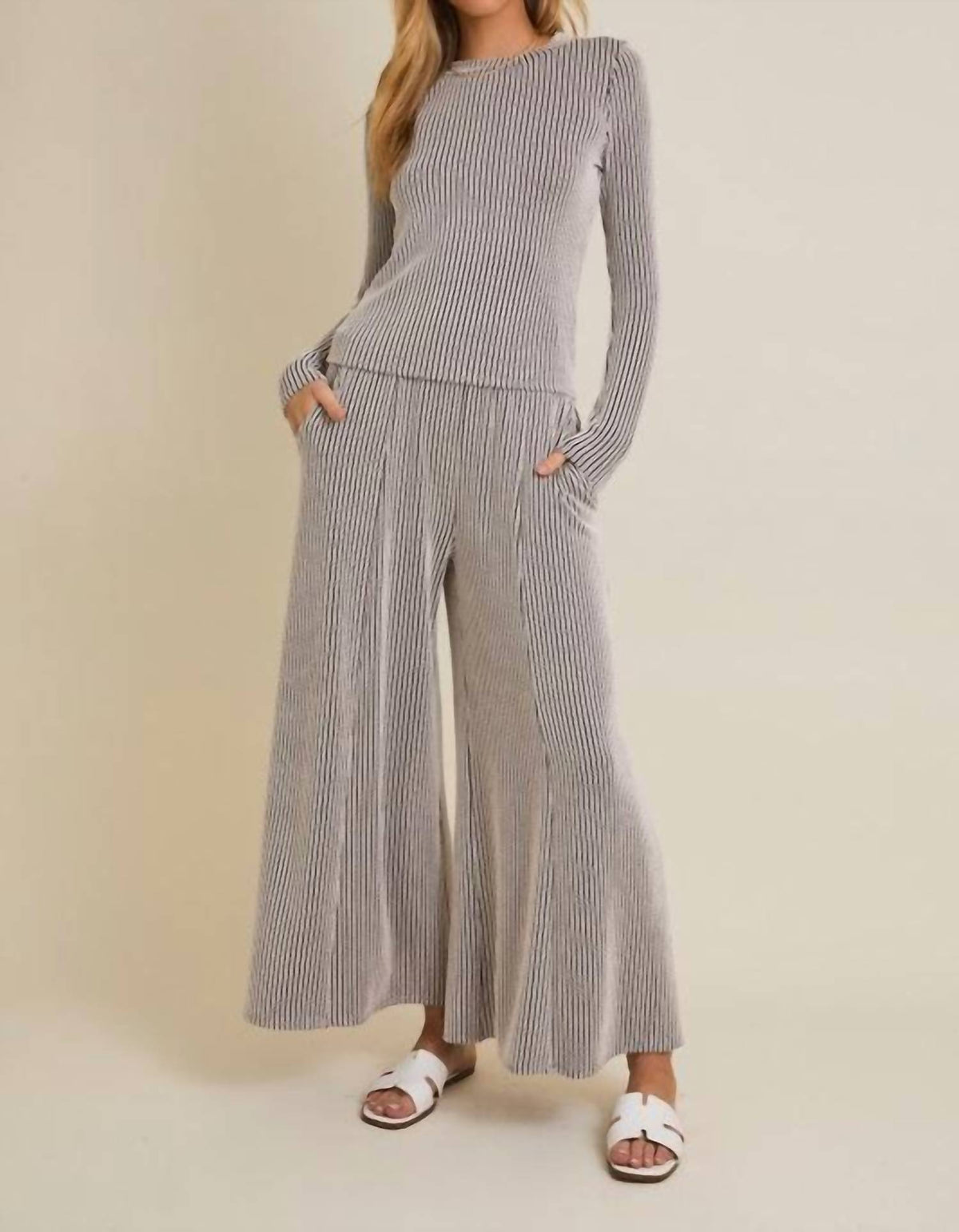 Gilli - Striped Wide Leg Pant Set