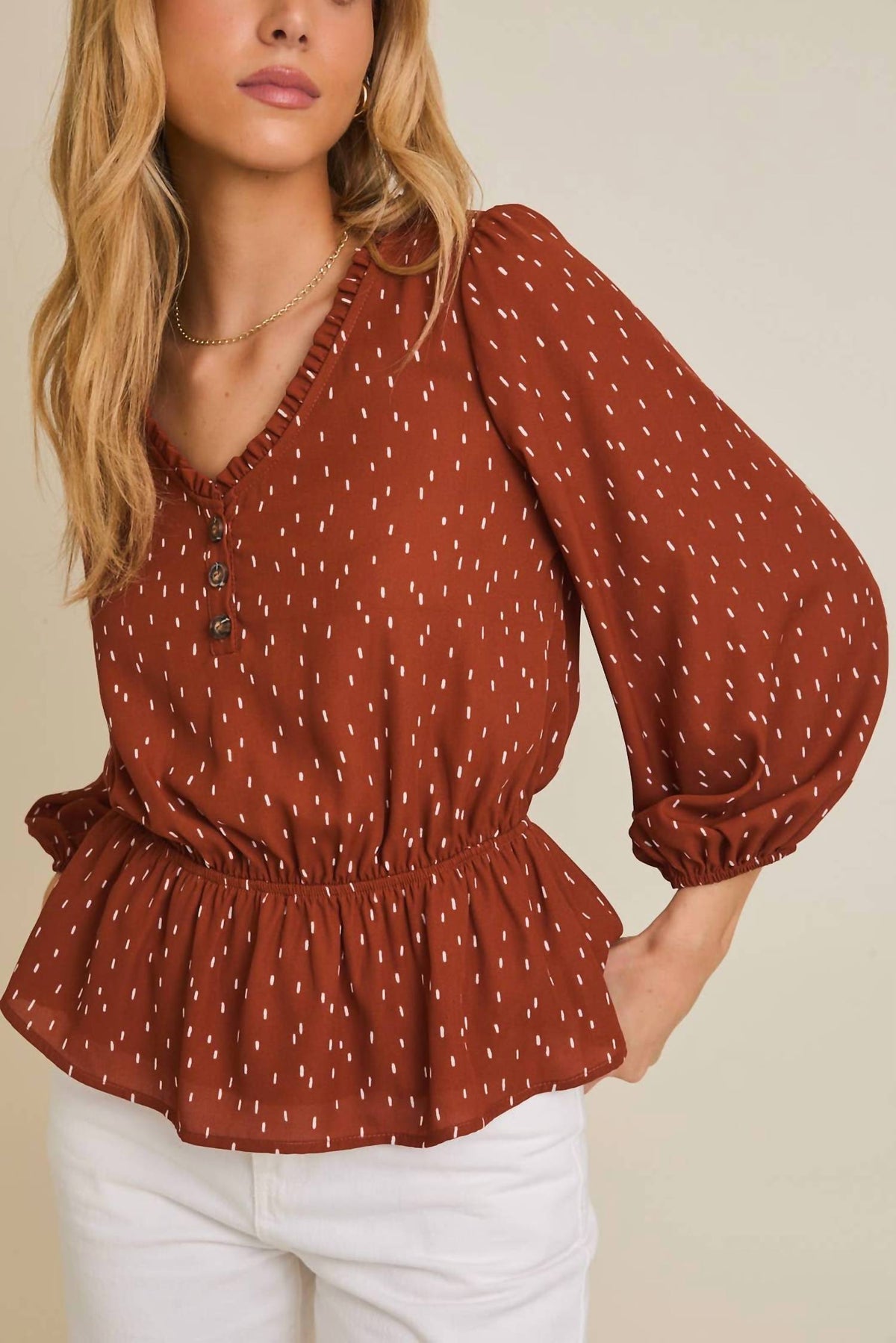 Gilli - V-neck Button-up Long Sleeve Shirt