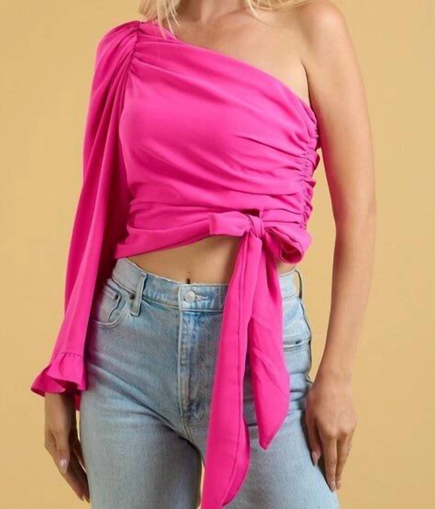 Glam - Barbie One Shoulder Blouse - blouses - clothing - pink