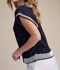 Glam - Button Down Stripe Sweater Vest