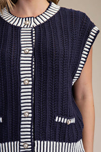 Glam - Button Down Stripe Sweater Vest