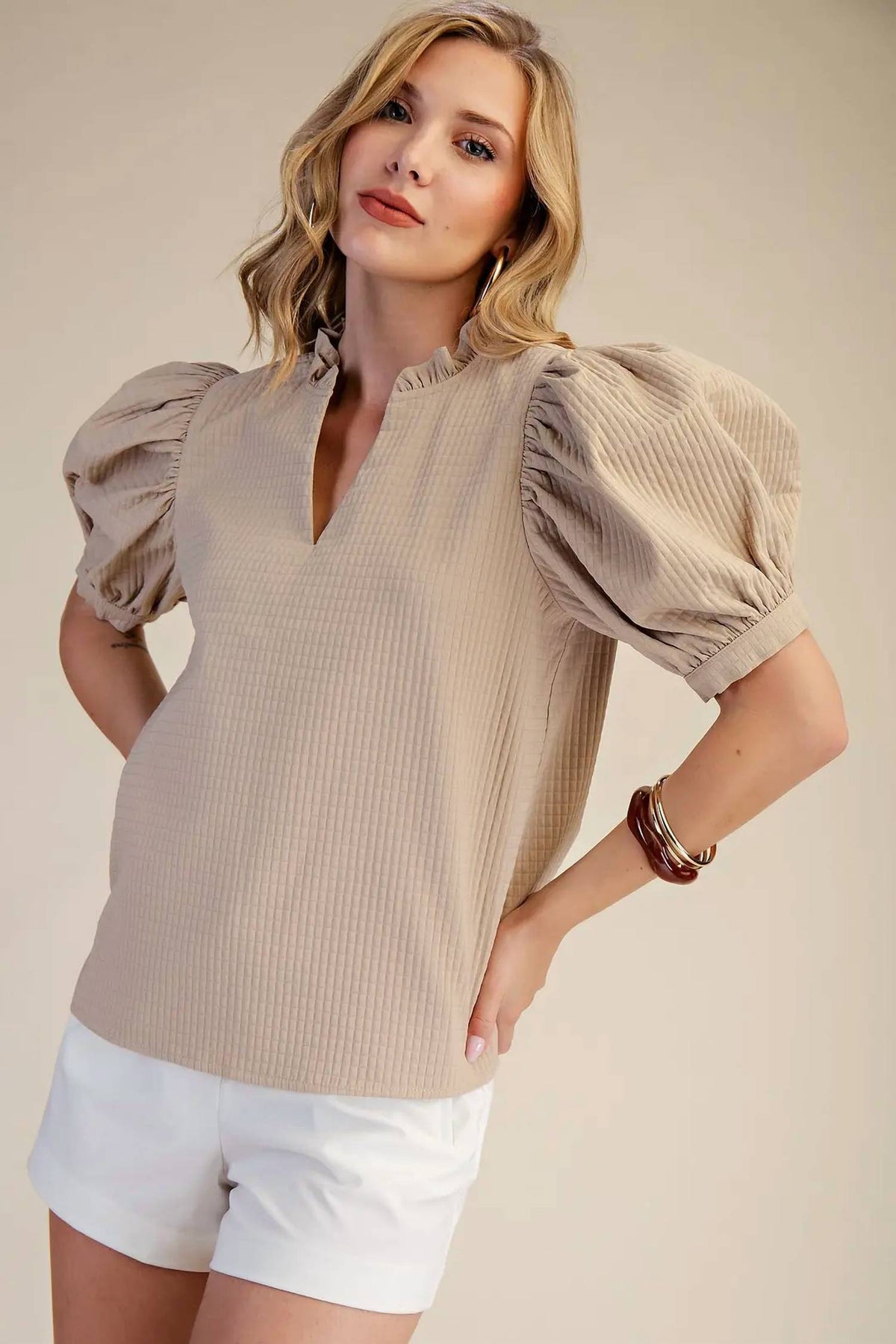 Glam - Ruffle Puff Sleeve Top