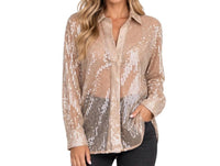 Glam - Sequin Collard Button Down Shirt