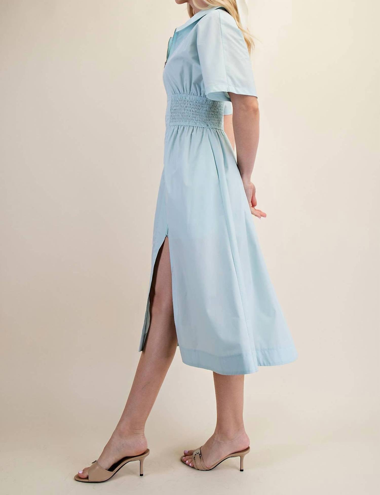 Glam - Skyline Zip Midi Dress - blue - clothing - dresses