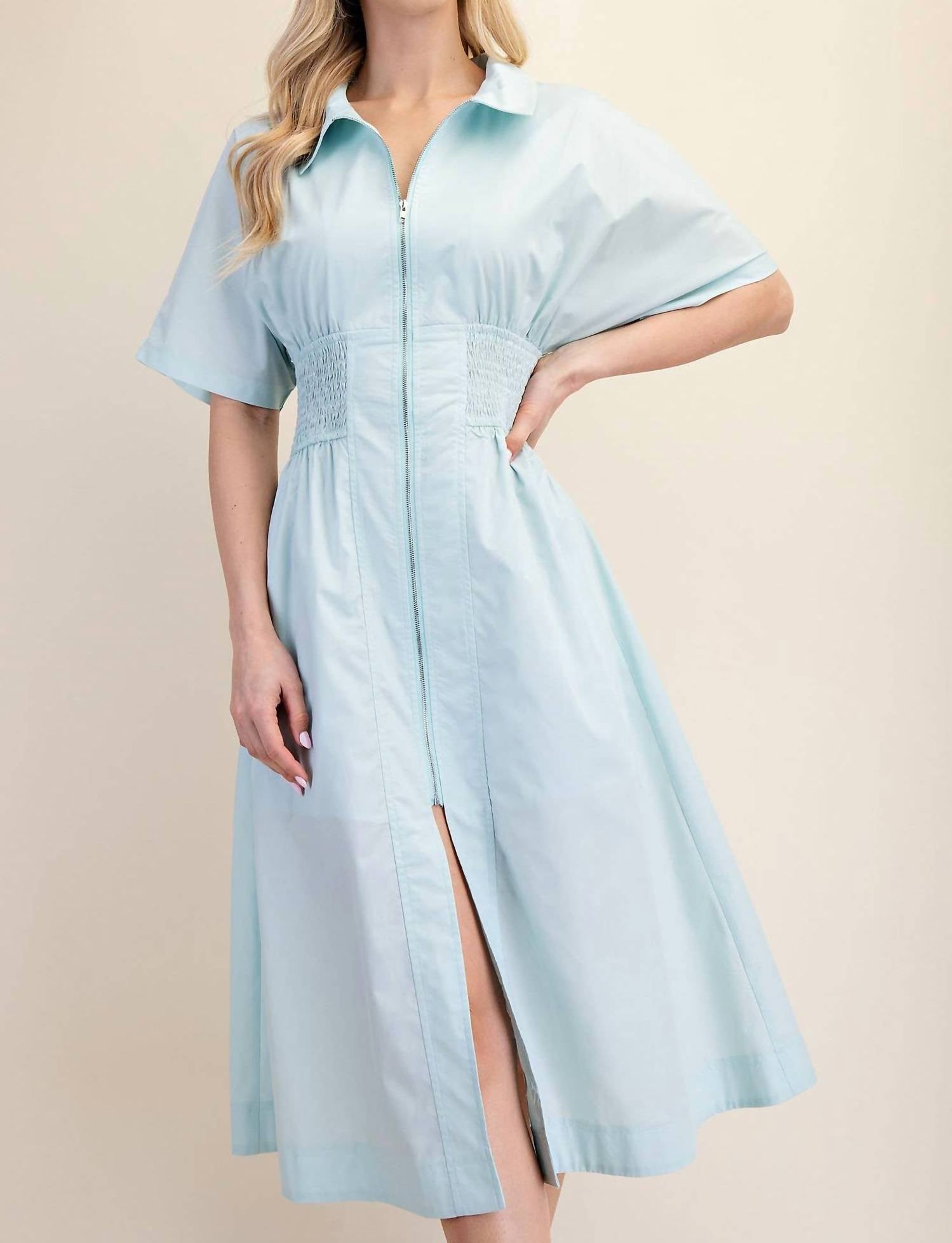 Glam - Skyline Zip Midi Dress - blue - clothing - dresses