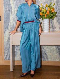 Glam - Stripe Balloon Sleeve Top