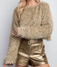 Glam - Tabitha Faux Fur Long Sleeve Sweater