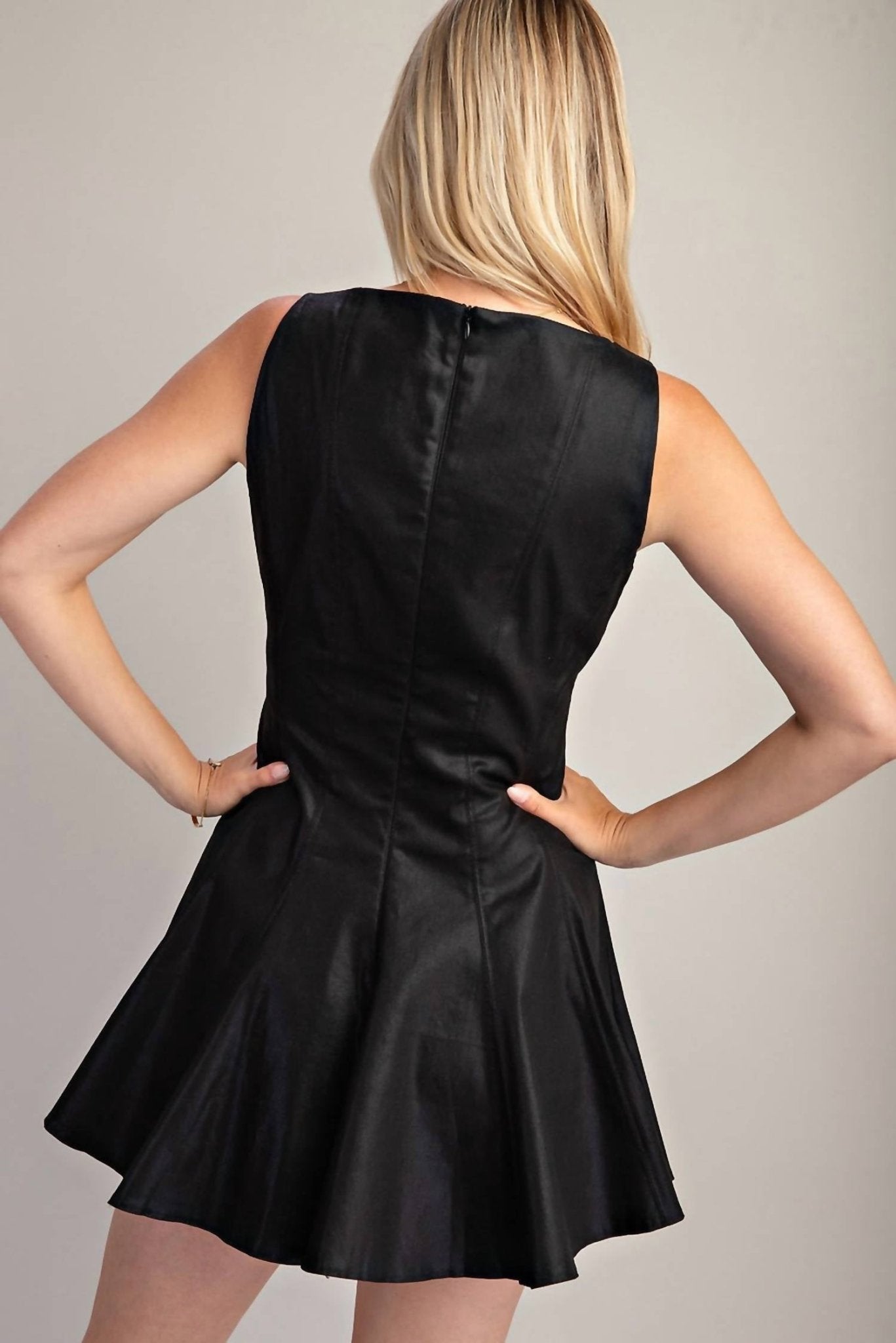 Glam - The Pleated Affair Mini Dress - black - clothing - cotton - blend