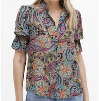 Go By Go Silk - Brooklyn Flea Printed Blouse