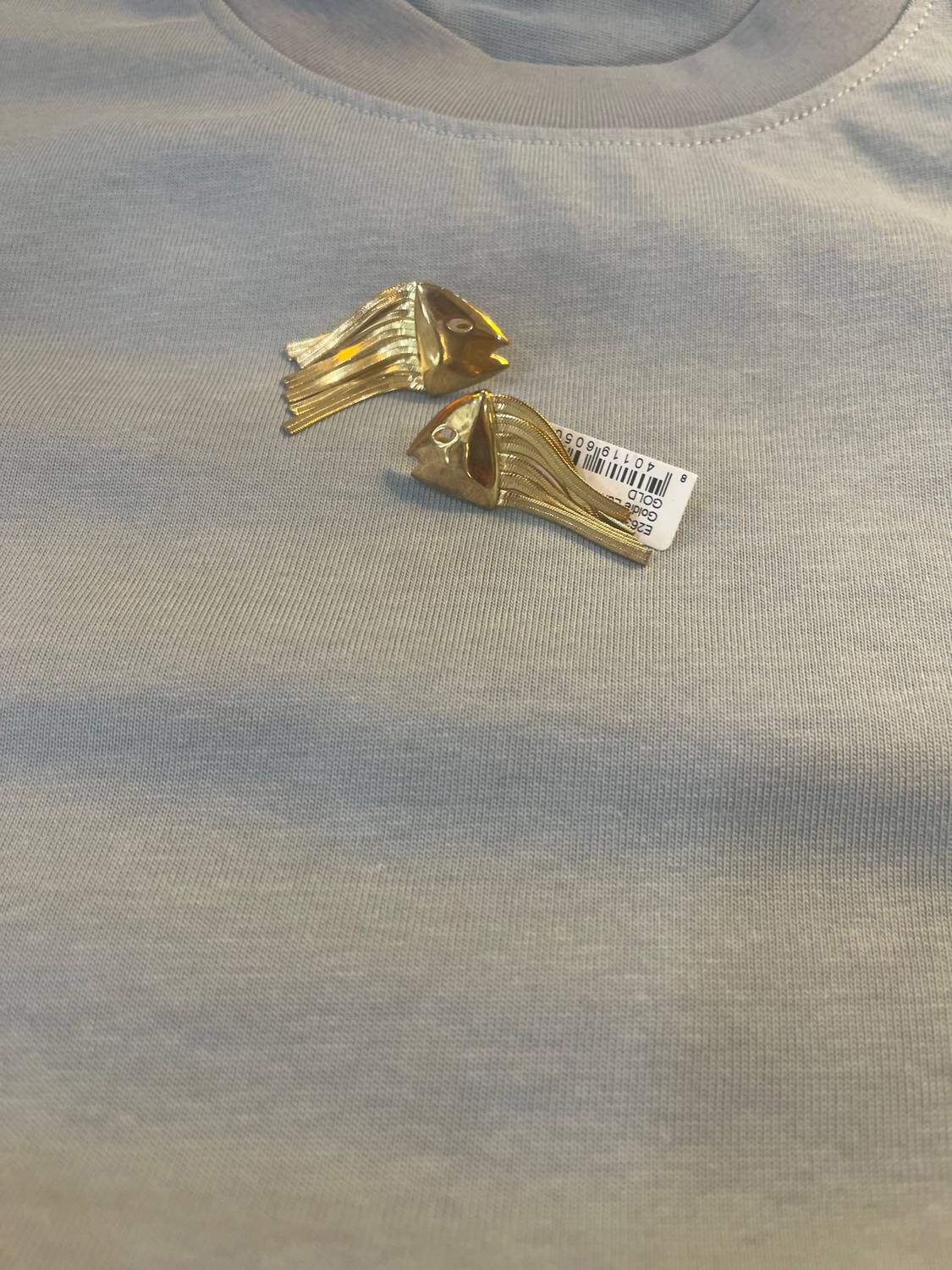 Goldie - Fish Drop Earrings - earrings - gold - jewelry