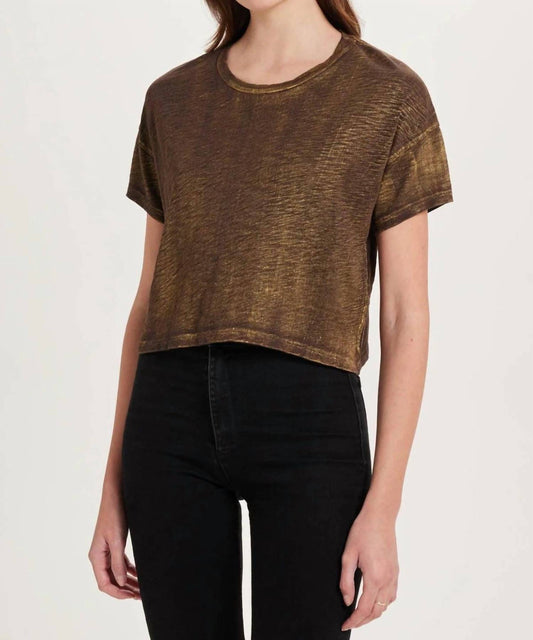 Goldie Lewinter - Metalic Sparkle Crop Short Sleeve Top - clothing - cotton - gold