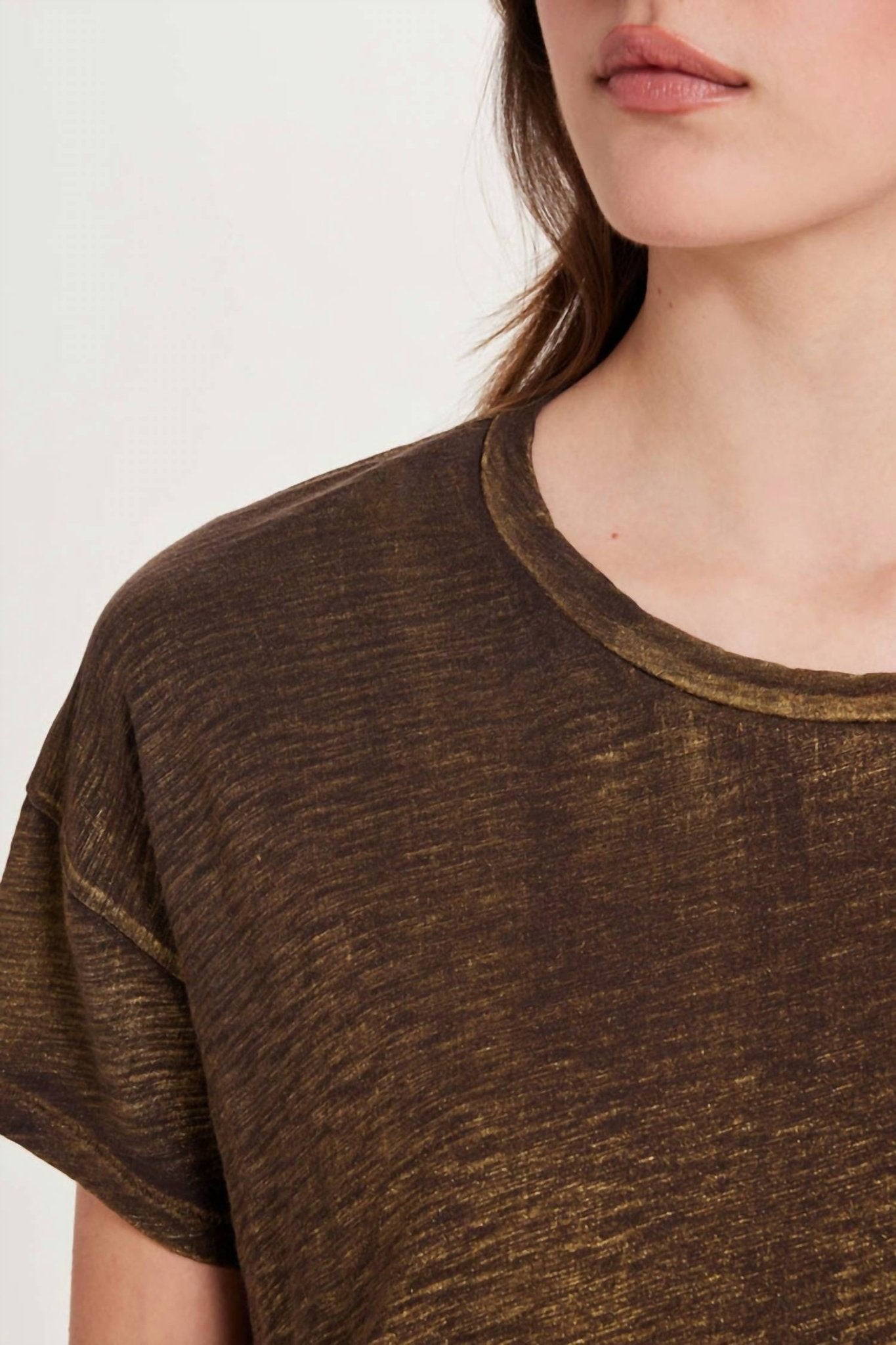 Goldie Lewinter - Metalic Sparkle Crop Short Sleeve Top - clothing - cotton - gold