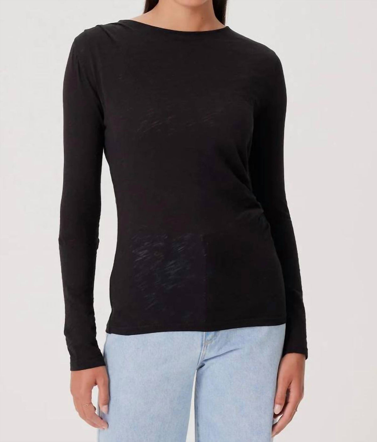 Goldie - Long Sleeve Drape Shoulder Side Top