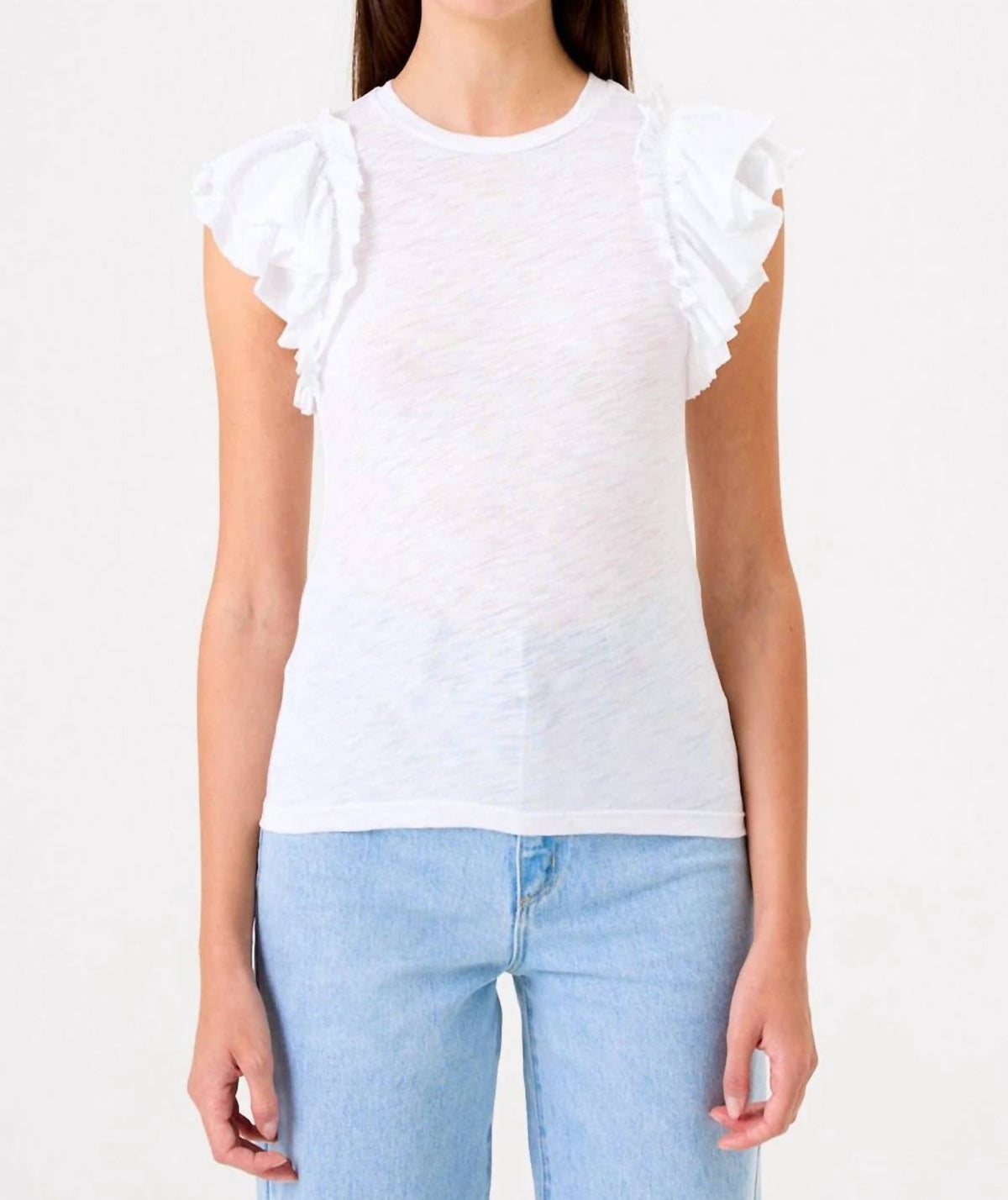 Goldie - Sleeveless Double Ruffle Tee