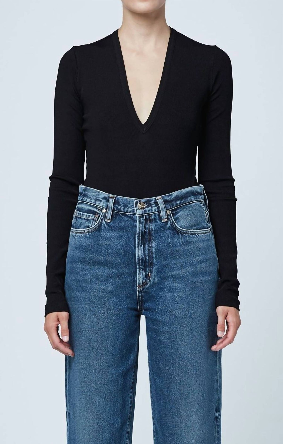 Goldsign - Rib Deep V Front Bodysuit