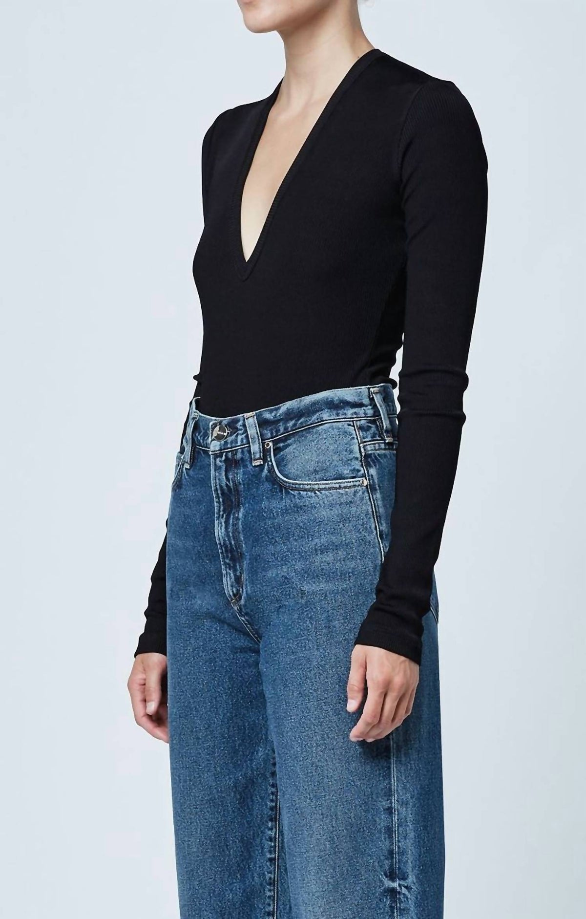 Goldsign - Rib Deep V Front Bodysuit