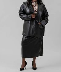 Good American - Better Than Leather Long Sleeve Blazer - Plus