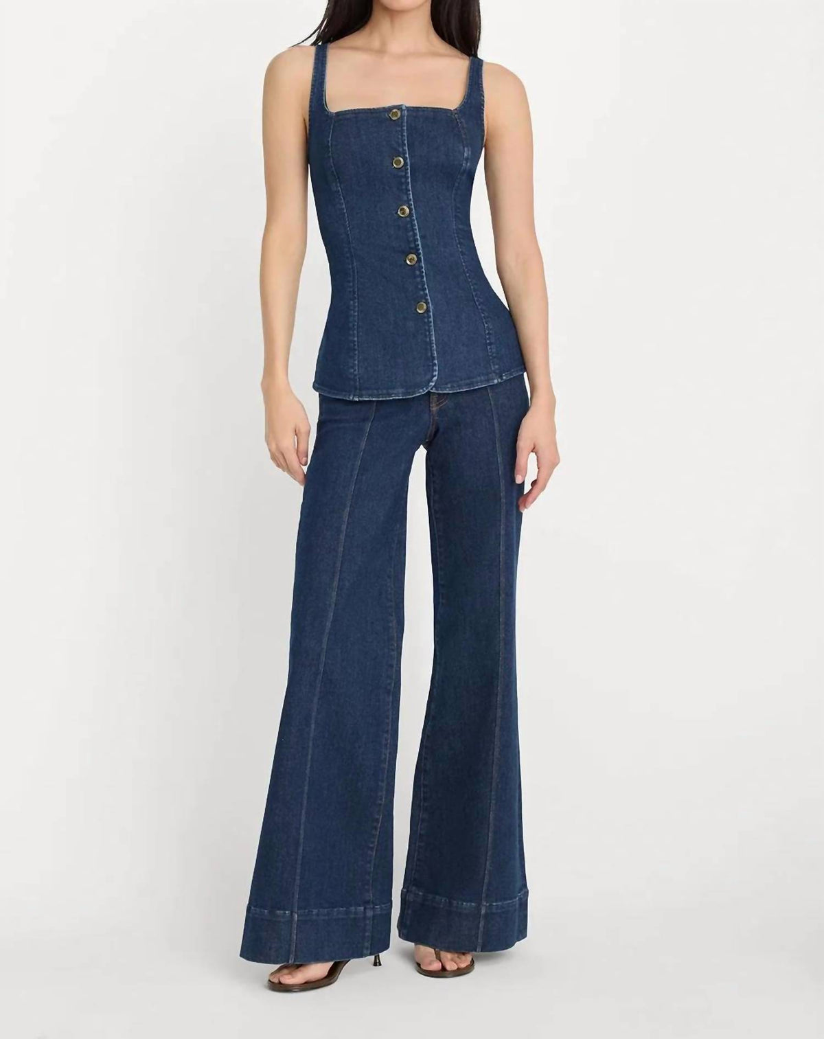 Good American - Button-front Denim Top