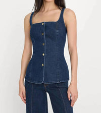 Good American - Button-front Denim Top