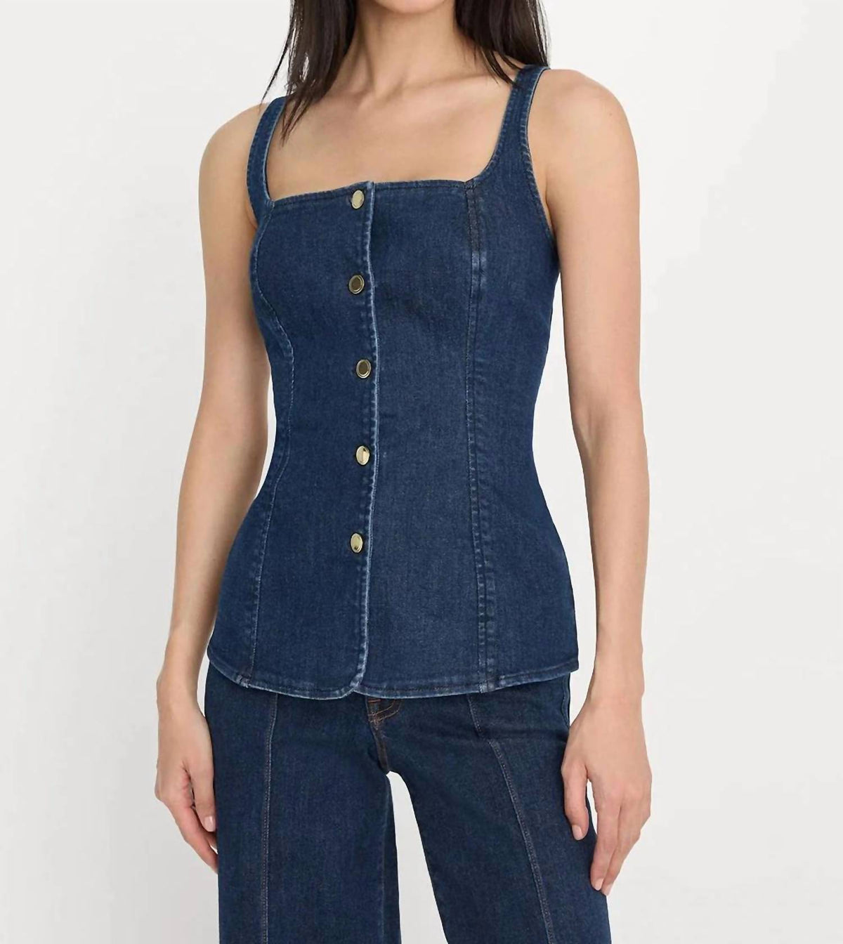 Good American - Button-front Denim Top