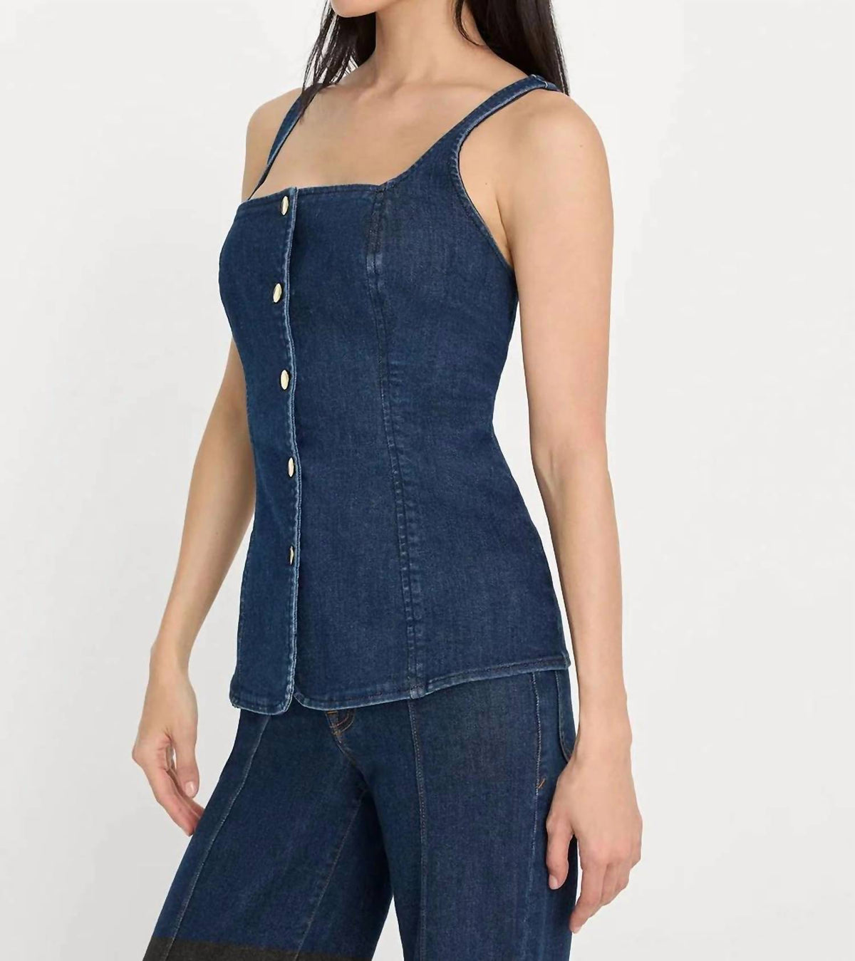 Good American - Button-front Denim Top
