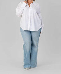 Good American - Crystal Good Button Down Long Lseeve Shirt - Plus