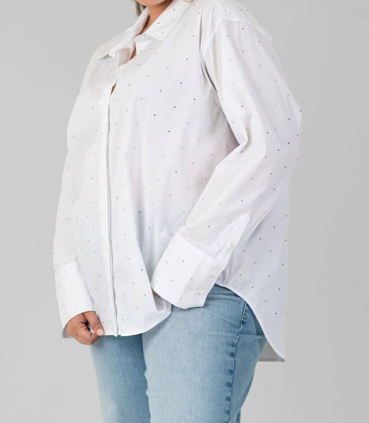 Good American - Crystal Good Button Down Long Lseeve Shirt - Plus