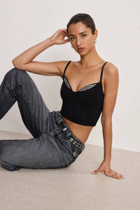 Good American - Ponte Crystal Knit Top