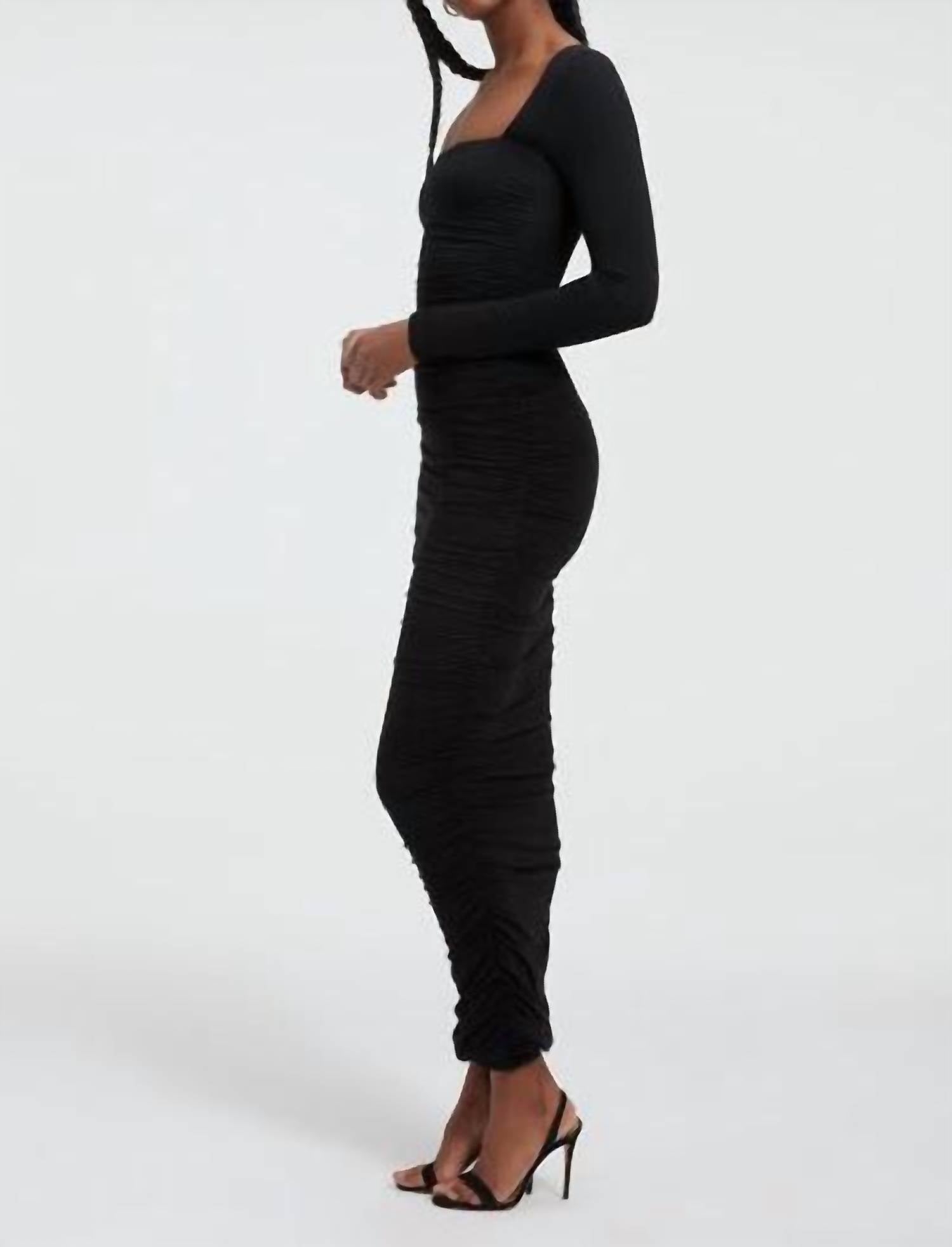Good American - Ruched Square - neck Maxi Dress - black - clothing - dresses
