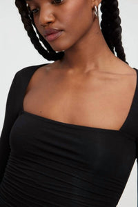 Good American - Ruched Square - neck Maxi Dress - black - clothing - dresses