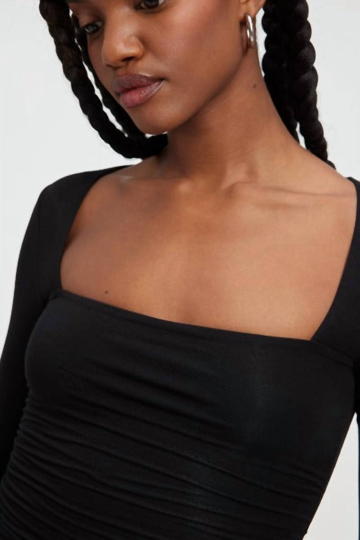Good American - Ruched Square - neck Maxi Dress - black - clothing - dresses