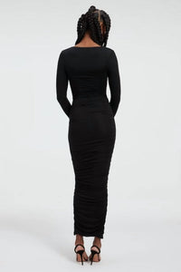 Good American - Ruched Square - neck Maxi Dress - black - clothing - dresses
