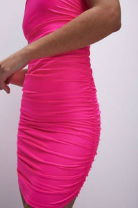 Good American - Satin Ruched Tank Mini Dress
