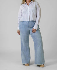 Good American - Stripe Cropped Uniform Shirt - Plus