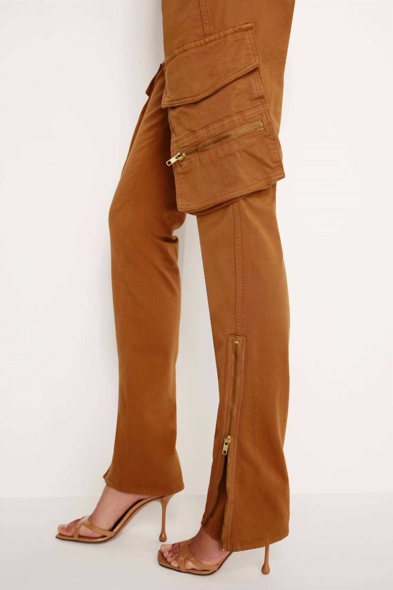 Good American - Twill Skinny Cargo Pant - brown - clothing - cotton - blend